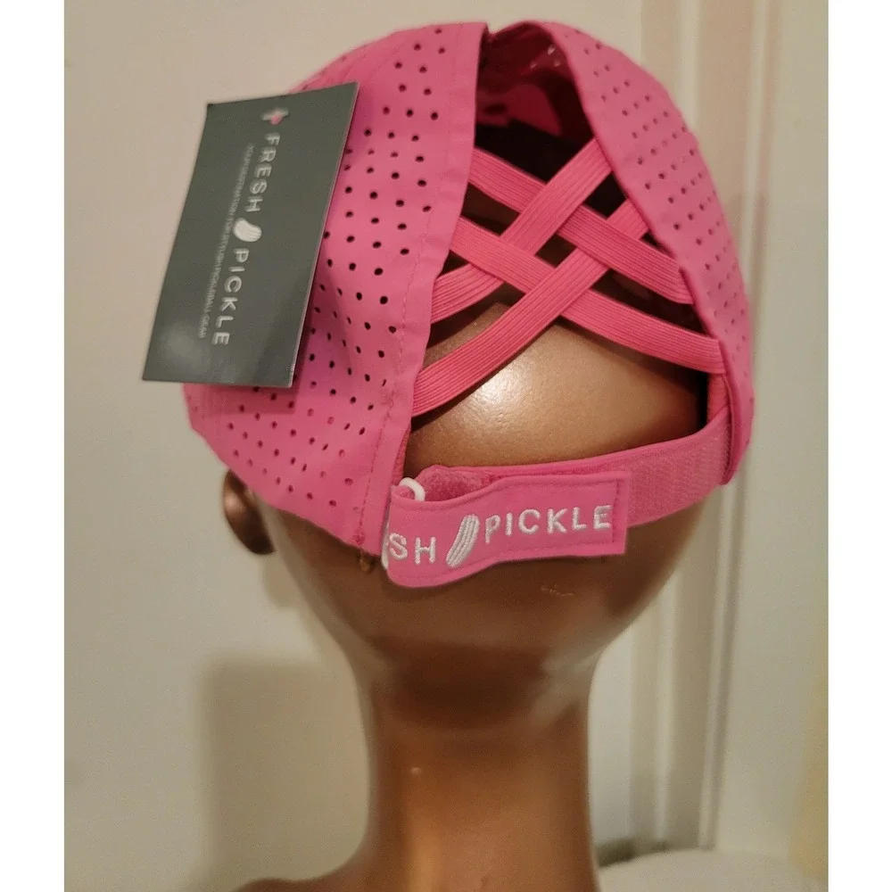 NWT Fresh Pickle Women's Pink Ponytail Pickleball Hat Mesh Cap Athletic Tennis